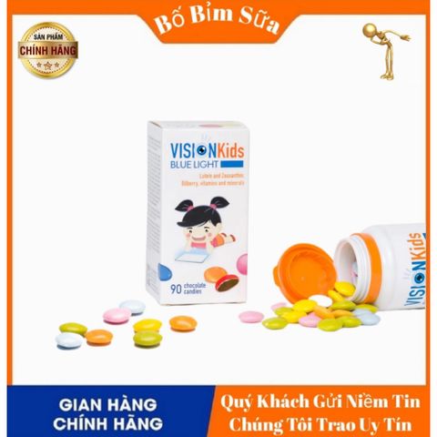 Viên Uống Sáng Mắt Vision Kids Blue Light 90 Viên - Bổ Sung Dinh Dưỡng Cho Trẻ, Ngăn Ngừa Tật Khúc Xạ Và Bảo Vệ Thị Lực