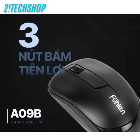 Chuột Không Dây Fuhlen A09B - Công Nghệ Nano 2.4GHz, Độ Phân Giải 1000DPI, Thiết Kế Ergonomic, Tiết Kiệm Pin Cho Laptop và PC