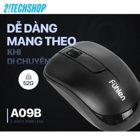 Chuột Không Dây Fuhlen A09B - Công Nghệ Nano 2.4GHz, Độ Phân Giải 1000DPI, Thiết Kế Ergonomic, Tiết Kiệm Pin Cho Laptop và PC