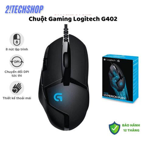 Chuột Gaming Logitech G402 Hyperion Fury - 4000 DPI, LED RGB, Tốc Độ Quét 1ms, Thiết Kế Công Thái Học - Phụ Kiện Chơi Game Chuyên Nghiệp