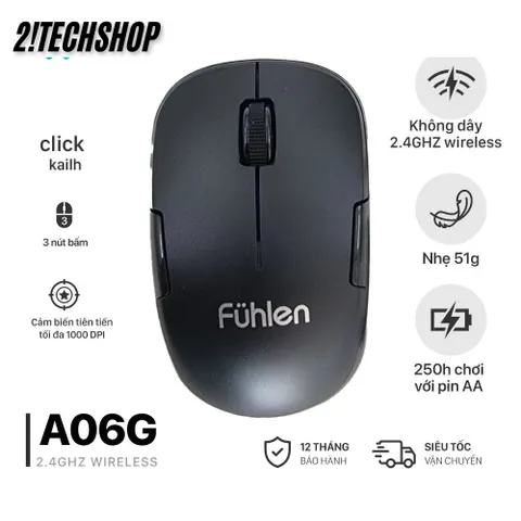 Chuột Không Dây Ergonomic Fuhlen A06G - Kết Nối USB 2.4GHz, Độ Phân Giải 1000DPI, Thiết Kế Tiện Lợi, Hỗ Trợ Đa Nền Tảng