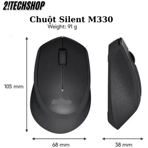 Chuột Không Dây Logitech M330 Silent Plus - Giảm Ồn 90%, Kết Nối USB 2.4GHz, Thiết Kế Công Thái Học Cho Laptop/PC, Pin Lên Đến 24 Tháng