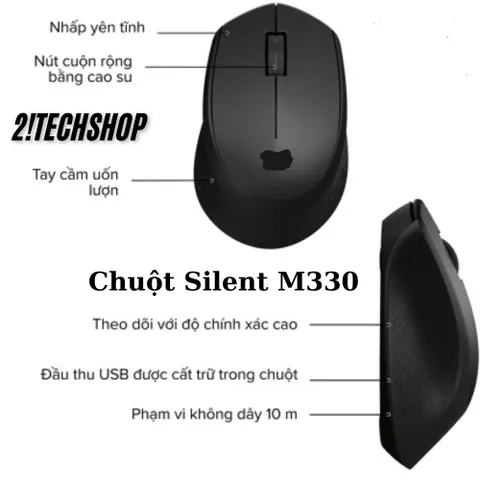 Chuột Không Dây Logitech M330 Silent Plus - Giảm Ồn 90%, Kết Nối USB 2.4GHz, Thiết Kế Công Thái Học Cho Laptop/PC, Pin Lên Đến 24 Tháng