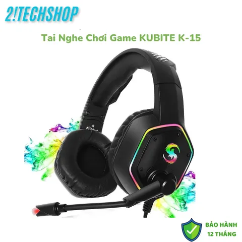 Tai Nghe Gaming KUBITE K15 USB & 3.5mm - Âm Thanh Sống Động, Đèn LED RGB, Thiết Kế Thoải Mái Cho Game Thủ