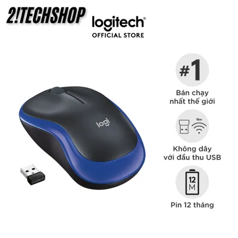 Chuột Không Dây Logitech M185 - Kết Nối USB Tiện Lợi Cho Văn Phòng & Laptop, Độ Phân Giải 1000DPI, Tặng Pin, Bảo Hành 12 Tháng