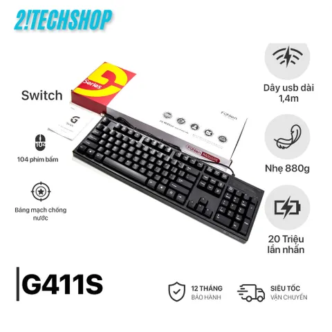 Bàn Phím Cơ Fuhlen G411S - Switch Quang Học Bền Bỉ, LED RGB 16.8 Triệu Màu, Phù Hợp Gaming và Văn Phòng, Chống Nước IPX4