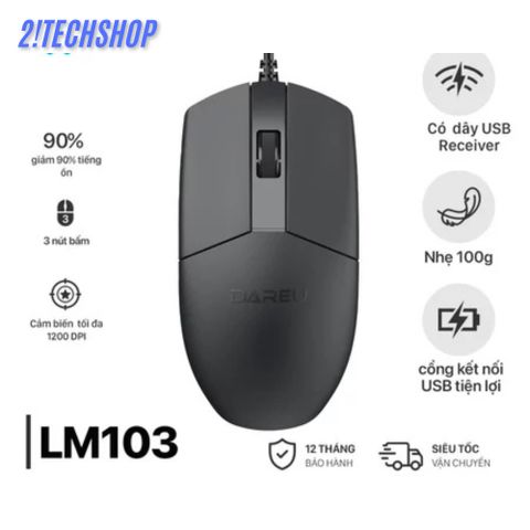 Chuột Gaming DAREU LM103 Ergonomic - Cảm Biến Quang Học 3200 DPI, LED RGB, Thiết Kế Công Thái Học Cho Game Thủ