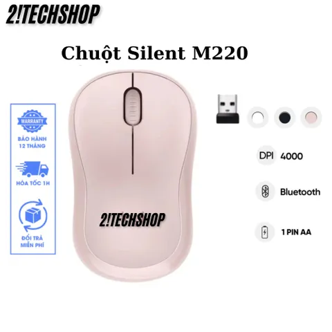Chuột Không Dây Logitech M220 Silent - Giảm Tiếng Ồn, Kết Nối USB, Thiết Kế Nhỏ Gọn, Phù Hợp Cho PC/Laptop, Bảo Hành 12 Tháng