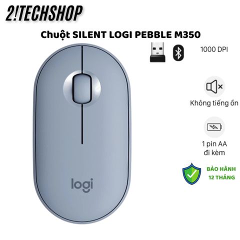 Chuột Không Dây Logitech M350 Silent - Office Mouse Kết Nối Bluetooth & USB, Màu Xanh Dương, Bảo Hành 12 Tháng
