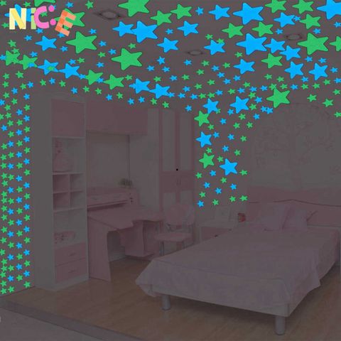 Bộ 100 Ngôi Sao Dạ Quang Dán Tường - Trang Trí Không Gian Đêm Huyền Ảo - Đèn LED Phát Sáng Tùy Chỉnh