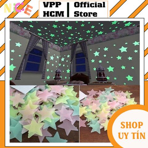 Gói 100 Ngôi Sao Dạ Quang Màu Sắc Rực Rỡ - Trang Trí Tường Huyền Ảo, Cho Không Gian Thêm Lấp Lánh và Thư Giãn