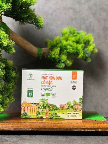 Mật Hoa Dừa Sokfarm Hộp 12 Gói - Tự Nhiên, Hữu Cơ, Nguyên Chất, Không Đường, Chất Bảo Quản - Thực Phẩm An Toàn, Bổ Dưỡng