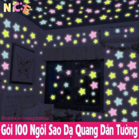 Bộ 100 Miếng Dán Tường Sao Phát Quang - Trang Trí Phòng Ngủ Cho Bé, Hình Sao Lung Linh Đêm Kỳ Diệu, Đèn Ngủ Dễ Dàng Tùy Chỉnh