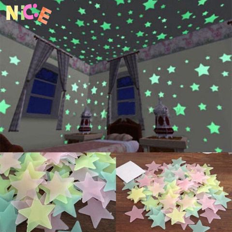 Bộ 3 Ngôi Sao Dạ Quang Sáng Đêm - Sticker Dán Tường Nghệ Thuật 3D Cho Phòng Ngủ Trẻ Em, Trang Trí Mơ Mộng, Phát Sáng Rực Rỡ