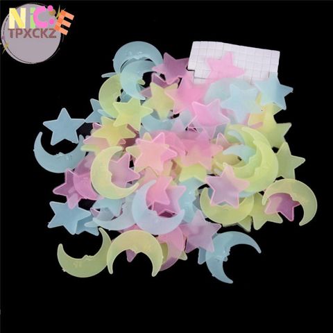 Bộ 100 Ngôi Sao Dạ Quang và Mặt Trăng Trang Trí Phòng Ngủ Trẻ Em - Thiết Kế Phát Sáng Huyền Diệu Ban Đêm