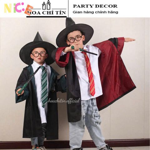 Bộ Trang Phục Phù Thủy Harry Potter Gryffindor - Áo Choàng, Cà Vạt, Gậy Phát Sáng, Kính và Nón Dành Cho Bé - Đồ Hóa Trang Lễ Hội