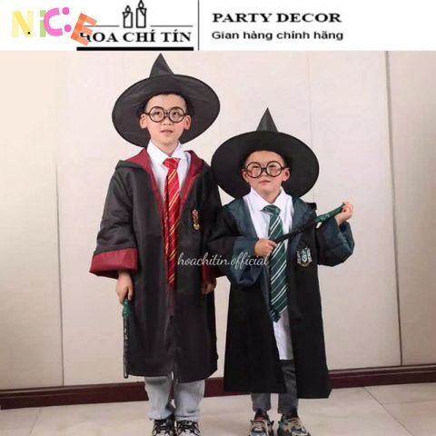 Bộ Trang Phục Phù Thủy Harry Potter Gryffindor - Áo Choàng, Cà Vạt, Gậy Phát Sáng, Kính và Nón Dành Cho Bé - Đồ Hóa Trang Lễ Hội