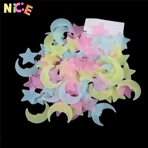 Ngôi Sao Dạ Quang 100 Chiếc Trang Trí Phòng Ngủ Trẻ Em - Bộ Trang Trí Ánh Sáng Huyền Ảo Mặt Trăng Ngôi Sao Sáng Đêm