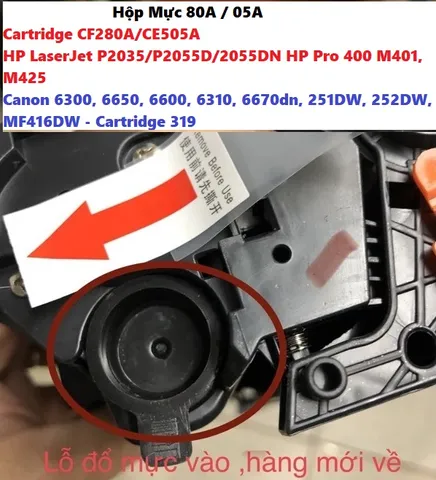 Hộp Mực 80A/05A - Cartridge HP CF280A/CE505A Cho Máy In LaserJet P2035/P2055DN và Canon 6300, 6650, Chất Lượng Cao, In Nét Rõ