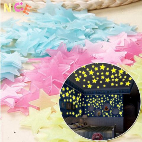 Combo 100 Miếng Sao Dạ Quang Tự Sáng - Trang Trí Tường Đầy Màu Sắc, Hoàn Hảo Cho Phòng Ngủ & Phòng Khách