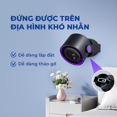 Quạt Cầm Tay Circulating Fan - 100 Cấp Độ Gió, Pin Lớn 8-12 Giờ, Chip Bảo Vệ Thông Minh, Màn Hình LED Tiện Lợi