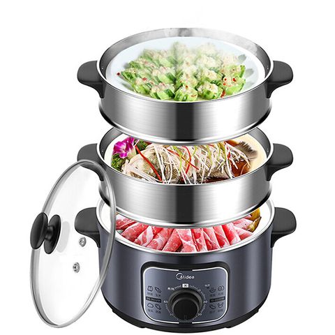 Nồi Hấp Điện Midea 3 Tầng MZ-ZG26EASY401 - Dung Tích 10 Lít, Thiết Kế Hiện Đại, Tiện Lợi cho Món Hấp và Hầm Thức Ăn