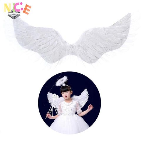 Đôi Cánh Thiên Thần Lông Vũ Trắng cho Trẻ Em - Phụ Kiện Cosplay Halloween và Lễ Hội, Dễ Dàng Đeo, An Toàn và Thân Thiện Môi Trường