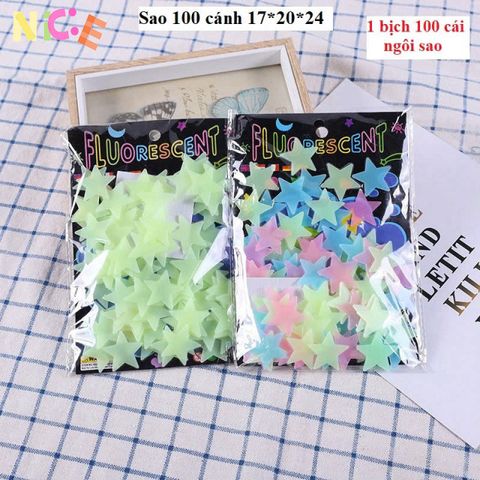 Bộ 100 Ngôi Sao Dạ Quang 5 Cánh - Trang Trí Phòng Ngủ, Bàn Học, Phát Sáng Trong Đêm, Tạo Không Gian Huyền Ảo