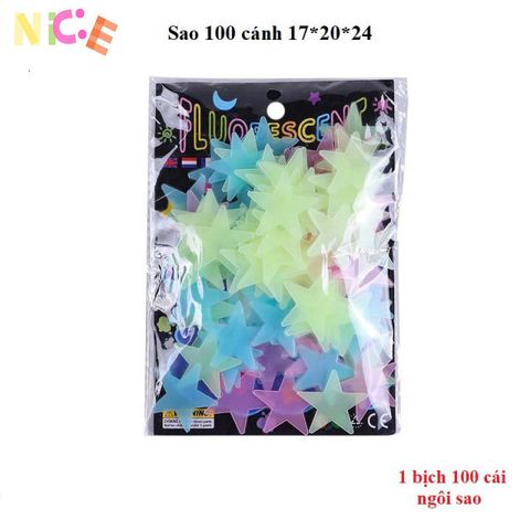 Bộ 100 Ngôi Sao Dạ Quang 5 Cánh - Trang Trí Phòng Ngủ, Bàn Học, Phát Sáng Trong Đêm, Tạo Không Gian Huyền Ảo