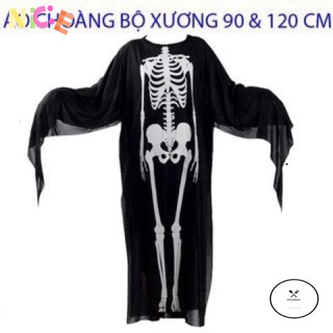 Bộ Trang Phục Halloween Áo Choàng Xương và Mặt Nạ Ma - Thời Trang Hóa Trang Bí Ẩn Với Chất Liệu Bền Đẹp, Phù Hợp Mọi Đối Tượng