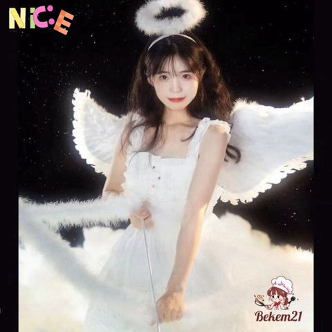 Đôi Cánh Thiên Thần Trắng Cho Trẻ Em - Trang Trí Tiệc, Cosplay, Lễ Hội - Dây Đeo Co Giãn, Lông Vũ Tự Nhiên, Nhiều Kích Thước