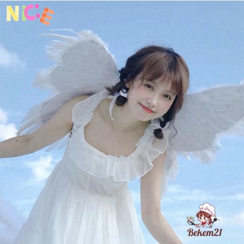 Đôi Cánh Thiên Thần Trắng Cho Trẻ Em - Trang Trí Tiệc, Cosplay, Lễ Hội - Dây Đeo Co Giãn, Lông Vũ Tự Nhiên, Nhiều Kích Thước