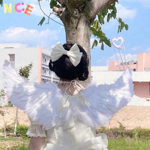 Cánh Thiên Thần Lông Vũ Đen Trắng - Phụ Kiện Cosplay Halloween Độc Đáo cho Khiêu Vũ và Trang Trí Sự Kiện