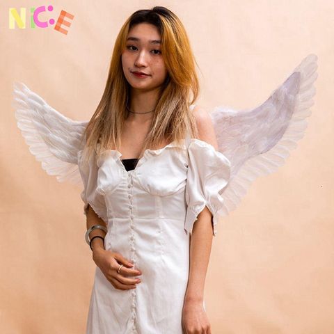 Cánh Thiên Thần Lông Vũ Đen Trắng - Phụ Kiện Cosplay Halloween Độc Đáo cho Khiêu Vũ và Trang Trí Sự Kiện