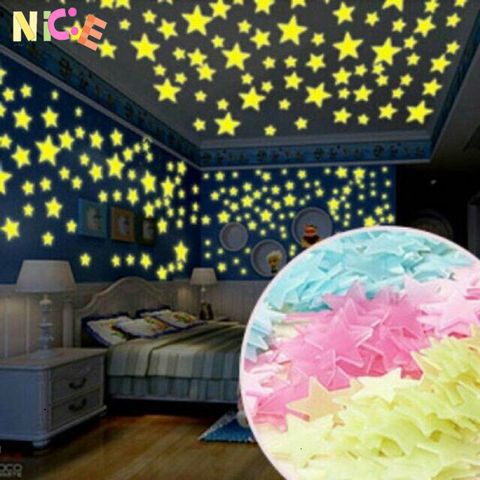 Bịch 100 Hình Ngôi Sao Phát Sáng Dạ Quang Dán Tường Trang Trí Nội Thất - Tạo Không Gian Huyền Ảo Cho Phòng Ốc