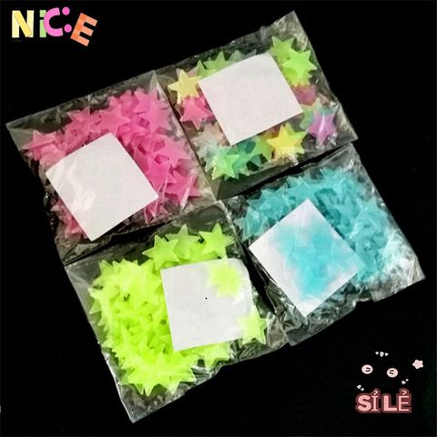 Bộ 100 Ngôi Sao Phát Sáng Dạ Quang - Nhãn Dán Tường Trang Trí Phòng Ngủ Trẻ Em, Chiếu Sáng Trong Bóng Tối, 4 Màu Rực Rỡ