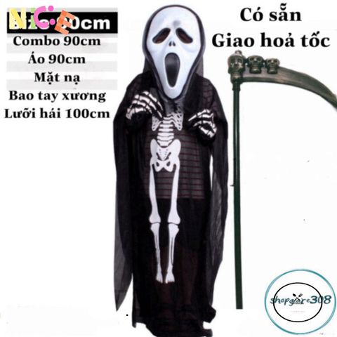 Bộ Hóa Trang Thần Chết Cho Trẻ Em - Áo Choàng, Mặt Nạ Ma Quái, Lưỡi Hái - Trang Phục Halloween Đầy Ấn Tượng