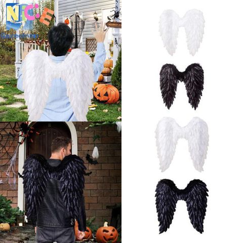 Cánh Thiên Thần 3D Dễ Thương - Khung Trang Phục Hóa Trang Halloween Bằng Lông Vũ Cao Cấp, Dây Đeo Co Giãn Cho Cosplay