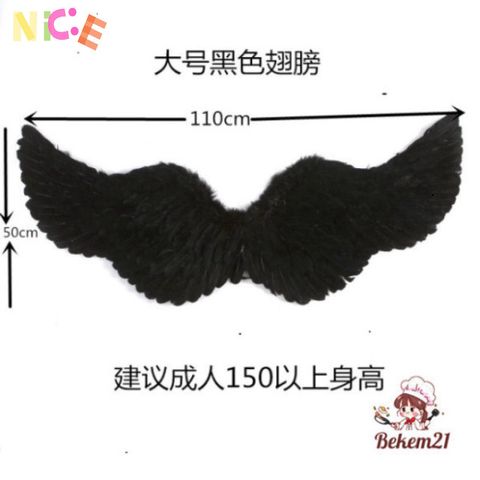 Bộ Trang Phục Cánh Thiên Thần Lông Vũ Đen Cho Bé - Halloween Độc Đáo, Kích Thước Đa Dạng, Phụ Kiện Thú Vị