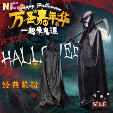 Bộ Hóa Trang Halloween Thần Chết - Áo Choàng Bí Ẩn, Mặt Nạ Ma Quái & Lưỡi Hái Duy Nhất Cho Tiệc Tùng, Tạo Dựng Phong Cách Mới!