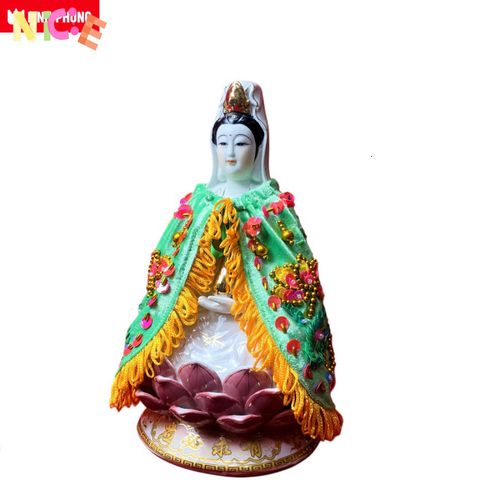 Áo Choàng Quan Âm Nhung Mịn Đính Cườm Họa Tiết Sen Trúc 20cm - Trang Trí Bàn Thờ Thần Thánh, Món Quà Lý Tưởng Dịp Lễ Hội