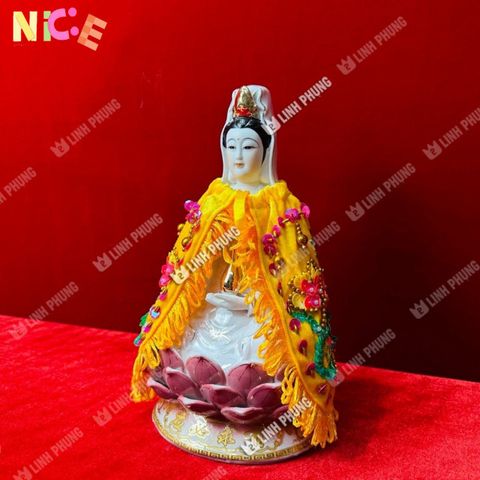 Áo Choàng Quan Âm Nhung Mịn Đính Cườm Họa Tiết Sen Trúc 20cm - Trang Trí Bàn Thờ Thần Thánh, Món Quà Lý Tưởng Dịp Lễ Hội
