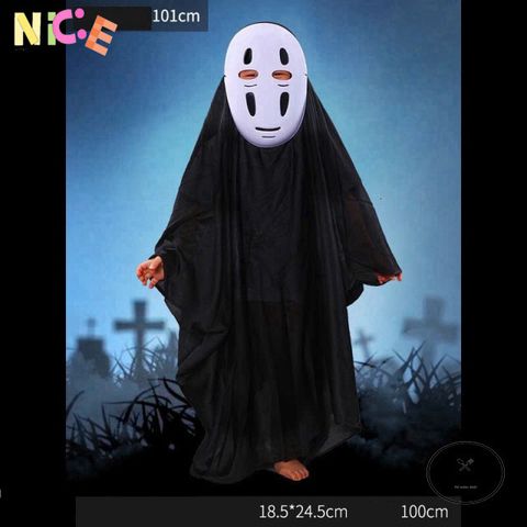 Bộ Hóa Trang Vô Diện Halloween - Áo Choàng Đen & Mặt Nạ Nhựa Trắng, Phù Hợp Tất Cả Giới Tính, Tham Dự Tiệc Cosplay & Sự Kiện Ấn Tượng