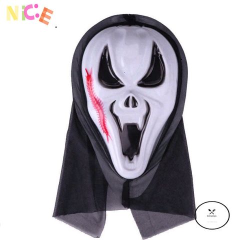 Bộ Hóa Trang Vô Diện Halloween - Áo Choàng Đen & Mặt Nạ Nhựa Trắng, Phù Hợp Tất Cả Giới Tính, Tham Dự Tiệc Cosplay & Sự Kiện Ấn Tượng