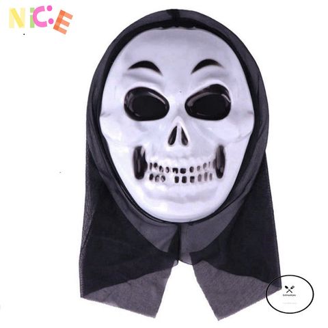Bộ Hóa Trang Vô Diện Halloween - Áo Choàng Đen & Mặt Nạ Nhựa Trắng, Phù Hợp Tất Cả Giới Tính, Tham Dự Tiệc Cosplay & Sự Kiện Ấn Tượng