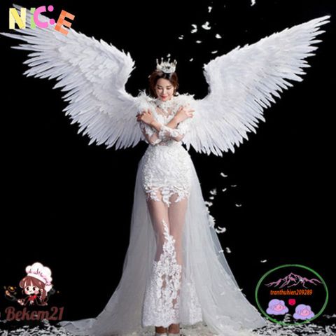 Cánh Thiên Thần Trắng Cosplay Lông Vũ - Đồ Hóa Trang Dành Cho Trẻ Em và Người Lớn, Nhiều Kích Thước và Màu Sắc