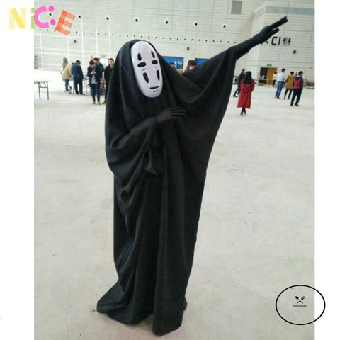 Bộ Đồ Ma Quái Vô Diện - Áo Choàng Đen Bí Ẩn và Mặt Nạ Cosplay Huyền Bí Cho Trẻ Em và Người Lớn