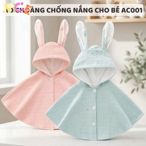 Áo Choàng Chống Nắng Tai Thỏ Hinata AC001 - Áo Khoác Bảo Vệ Cho Bé Ngày Hè - Chất Liệu Cotton Nhẹ, Thiết Kế Dễ Thương, Nhiều Màu Sắc