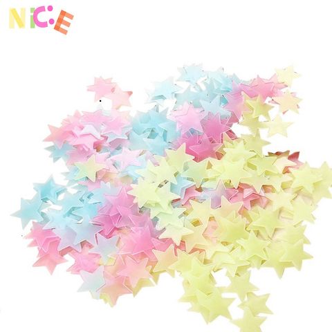 Bộ 100 Miếng Dán Tường 3D Ngôi Sao Dạ Quang Phát Sáng - Trang Trí Phòng Ngủ Bé Yêu, Tạo Không Gian Lung Linh, Bí Ẩn