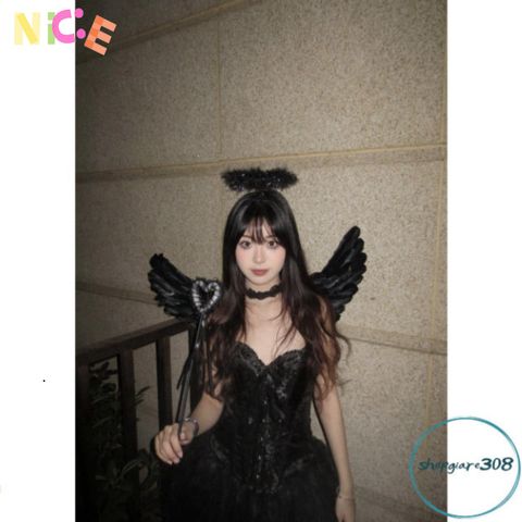 Cánh Thiên Thần Ác Quỷ Halloween - Phụ Kiện Cosplay Lễ Hội, Đồ Trang Trí Giáng Sinh, ChiTiết Lông Vũ Tinh Xảo, Kích Thước Đa Dạng